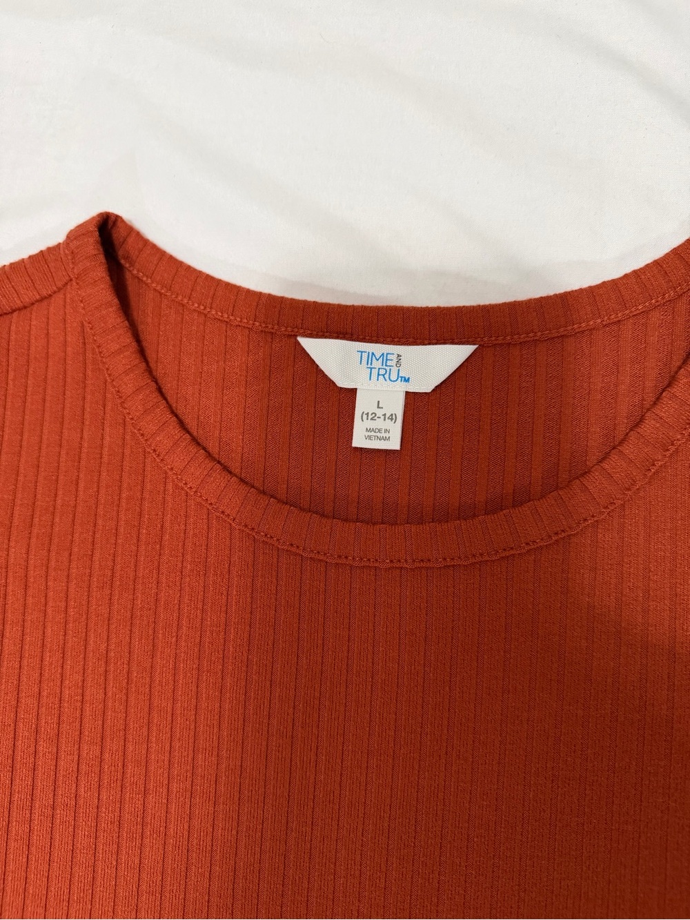 Time and Tru Rust Ribbed Ruffle-Sleeve Tank - Picture 3 of 4